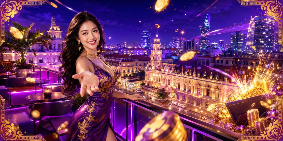 Người chơi đặt cược trực tuyến tại thành phố Hồ Chí Minh về đêm với ánh đèn neon